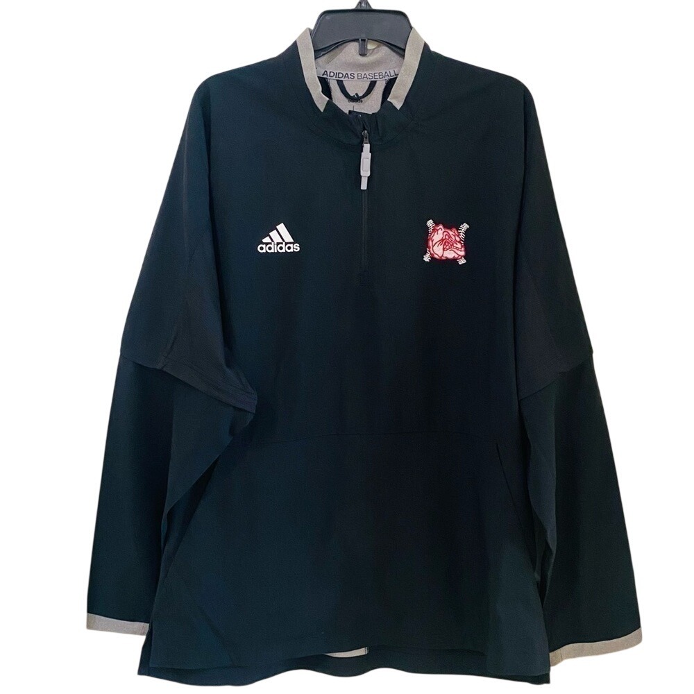 adidas Mens Size L Fielders Choice Convertible Sleeve Jacket Bulldogs Baseball